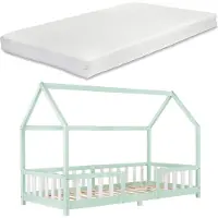 En.casa Kinderbed Sisimiut met matras 90x200 cm mint en wit