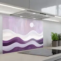KitchenYeah Spatscherm 90x60 cm - Zelfklevende achterwand Golven - Heuvels - Abstract - Paars - Keuken muurbeschermer - Spatwand fornuis