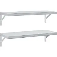 vidaXL Wandschappen 2 st 75x30 cm roestvrijstaal zilverkleurig