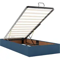 vidaXL Ottoman bed met matrassen en LED's 200x200cm stof blauw