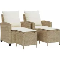 vidaXL 4-delige tuinbankset met kussens beige polyrotan