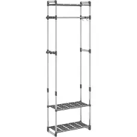 vidaXL Kledingrek 3-laags 59x29x192 cm aluminium zilverkleurig