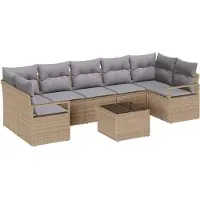 vidaXL Bankstel 8 st 7-Aantal zitplaatsen Beige en Grijs poly rattan