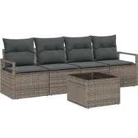 vidaXL Bankstel 5 st 4-Aantal zitplaatsen Grijs poly rattan