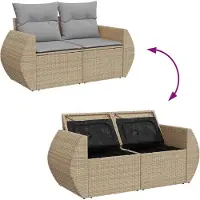 vidaXL Tuinbank Set 9 st 9-Aantal zitplaatsen Beige en Lichtgrijs