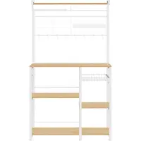 Songmics Keukeneiland met plank en magnetische messenhouder - 42 x 90 x 167 cm - Goud eiken-wit