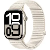 Strap-it Wave nylon bandje met klittenbandsluiting - geschikt voorApple Watch Series 1/2/3/4/5/6/7/8/9/10/11/SE/SE2/SE3 - iWatch bandje voor kleine maten 38mm 40mm 41mm 42mm (sterrenlicht/starlight)