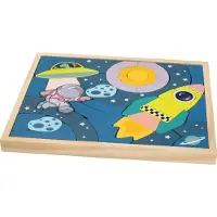 Playtive Houten Ruimte Puzzel - 40 Bouwstenen - ca. L 29,5 x B 25 cm