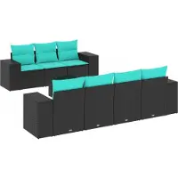 vidaXL 8-delige tuinbankset met kussens, zwart polyrotan