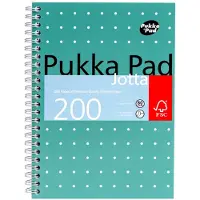 Pukka Pad Collegeblok Metallic Jotta A5 Gelinieerd Spiraalgebonden Karton Harde rug Groen Geperforeerd 200 Pagina's 3 Stuks