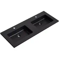 Badplaats Wastafel Angela 120 x 48 cm - Zwart - Dubbele Wasbak voor Wastafelkast