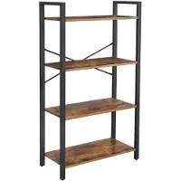 Leobert Boekenkast / wandkast - 4 niveaus - hoogte 120 cm - Boekenplank - zwart met bruin - LLS60BX