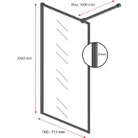 Badplaats Douchewand georgia 70 x 200 cm zwart – inloopdouche 8 mm