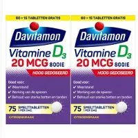 Davitamon 2x Vitamine D3 20mcg Hoog Gedoseerd 75 Smelttabletten