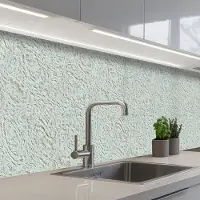 KitchenYeah Keuken achterwand 400x80 cm - Spatscherm zelfklevend Grijs - Groen - Muur - Lijnen - Muurbeschermer - Spatwand fornuis