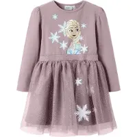 Name it Jurk 'NMFOsimi Frozen' beige / lichtblauw / lavendel / wit