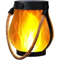 LONGZIMING -Solar Vlamlamp met Henneptouw – Waterdicht – Dansend Vlammeneffect – USB & Zonne-energie – 12×13 cm – 1 Stuk