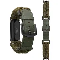Kwmobile Vervangingsarmband gevlochten voor Xiaomi Mi Band 10 / Mi Band 9 / 8 armband - Fitness tracker sportarmband van PU-leer met horlogesluiting - donkergroen