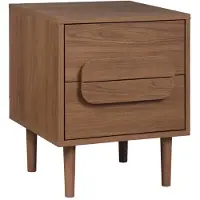 Sweeek Nachtkastje houtdecor vintage 2 lades Walnoot