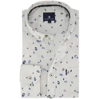 State of Art overhemd print lichtgrijs bloemen met borstzak