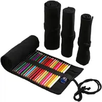 LONGZIMING -Canvas Pennenzak Rol – 72 Vakjes, Opvouwbare Pennentas voor School, Bureau en Kunstenaars, Draagbare Etui voor Potloden, Pennen en Tekenspullen, Perfect voor Reizen