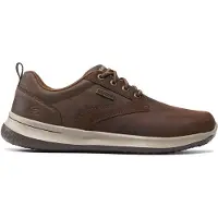 SKECHERS Heren Delson Antigo bruin lederen sportschoenen (45), Leer, Plat, 1 tot 3 cm, Veters, Casual 65693