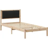 vidaXL Bedframe met hoofdeinde Zwart 100 x 200 cm Massief grenenhout