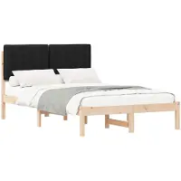 vidaXL Bedframe met Gevoerde Hoofdbord Zwart 120 x 190 cm