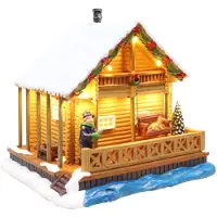 Santaville Chalet with Fisher with LED Polyresin 21cm