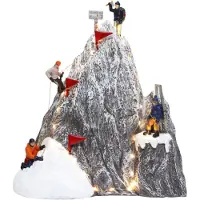 Santaville Hikers Climb on Mountaintop with LED polyresin 35cm