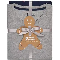 Happy Shorts Heren kerst pyjama set shirt + broek grijs/donkerblauw zuurstok print