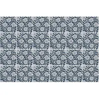 Wallfluent Tegelstickers - Bloemenpatroon Stickers Voor Op Tegels - Set van 24 stuks 10 x 10 cm - Marine Tegelfolie Keuken - Bloemen En Planten Tegelfolie Badkamer