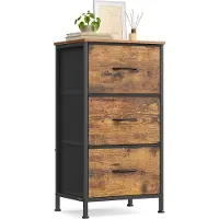 Songmics Nachtkastje met stoffen laden – 73,7 cm – Bruin/Zwart