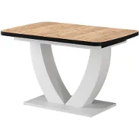 Vicco Eettafel Fenaro, Goudkleurig Eiken/Wit, 120-160 x 80 cm Uitschuifbaar