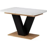 Vicco Eettafel Fenaro, Wit/Goudkleurig Eiken, 120-160 x 80 cm uitschuifbaar