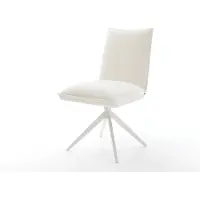 DELIFE Draaistoel Lelio-Flex bouclé zacht beige kruisframe breed wit 360° draaibaar rocker-functie pocketveer kern