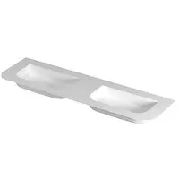 Ink Modi Wastafel polystone afgerond model met dubbele wasbak zonder kraangat 160x45x1,7 Mat wit