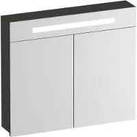 Brauer Promise Spiegelkast 80x70cm MFC 2 Deuren Met Directe LED Verlichting Boven - Timber Anthracite - Spiegels, Spiegelkasten - 8720724559609