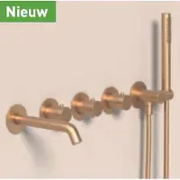Ivy Aia Pact Afbouwdeel Inbouwthermostaat Symmetry 5-gats Met Uitloop - Geborsteld Mat Goud PVD - Kranen, Badkranen, Inbouw Badkranen - 8718835389505