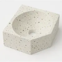 Ink Matrix Hoekfontein 27x27cm Composiet - Zonder Kraangat - Mat Multi Terrazzo - 8718835384715 - Vijfhoekig - Wastafels, Fonteinen, Hoekfonteinen
