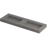 Ink Pitch Meubelwastafel 120x45cm Keramische Slab - Dubbel - Zonder Kraangaten - Armani Grey Mat - 8718835129866 - Rechthoekig - Wastafels,