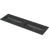Ink Aspekt Meubelwastafel 160x45cm Keramiek - Dubbel - 2 Kraangaten - Mat Zwart - 8718835370220 - Recht - Wastafels, Meubelwastafels