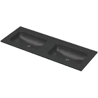 Ink Aspekt Meubelwastafel 120x45cm Keramiek - Dubbel - Zonder Kraangat - Mat Zwart - 8718835370237 - Recht - Wastafels, Meubelwastafels