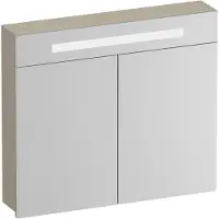 Brauer Promise Spiegelkast 80x70cm MDF 2 Deuren Met Directe LED Verlichting Boven - Mat Beige - Spiegels, Spiegelkasten - 8720724559357