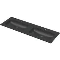 Ink Aspekt Meubelwastafel 140x45cm Keramiek - Dubbel - 2 Kraangaten - Mat Zwart - 8718835370206 - Recht - Wastafels, Meubelwastafels