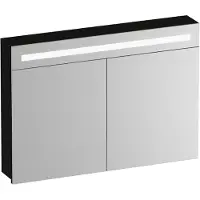 Brauer Promise Spiegelkast 100x70cm MFC 2 Deuren Met Directe LED Verlichting Boven - Timber Black - Spiegels, Spiegelkasten - 8720724559661