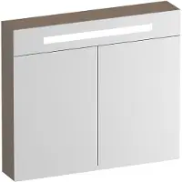 Brauer Promise Deluxe Spiegelkast 80x70cm MDF 2 Deuren Met Directe LED Verlichting Boven - Mat Mokka - Spiegels, Spiegelkasten - 8720724558886