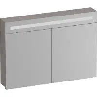 Brauer Promise Spiegelkast 100x70cm MFC 2 Deuren Met Directe LED Verlichting Boven - Timber Greige - Spiegels, Spiegelkasten - 8720724559517