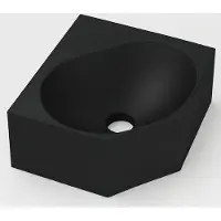Ink Matrix Hoekfontein 27x27cm Keramiek - Zonder Kraangat - Mat Zwart - 8718835384685 - Vijfhoekig - Wastafels, Fonteinen, Hoekfonteinen