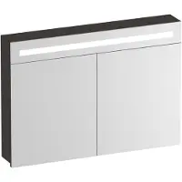Brauer Promise Spiegelkast 100x70cm MFC 2 Deuren Met Directe LED Verlichting Boven - Timber Anthracite - Spiegels, Spiegelkasten - 8720724559616